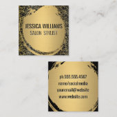 金属金ゴールドブラシ | 金ゴールドテクスチャの背景 スクエア名刺 (正面/裏面)