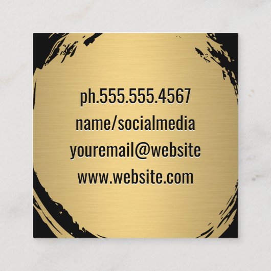 金属金ゴールドブラシ | 金ゴールドテクスチャの背景 スクエア名刺 (裏面)