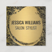 金属金ゴールドブラシ | 金ゴールドテクスチャの背景 スクエア名刺 (正面)