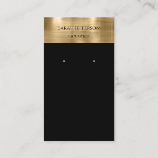 金属金ゴールドブラックプロフェッショナルイヤリングカード 名刺 (正面)