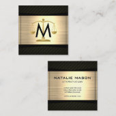 金属金ゴールドブラック | 弁護士法 | ジャスティススケール スクエア名刺 (正面/裏面)