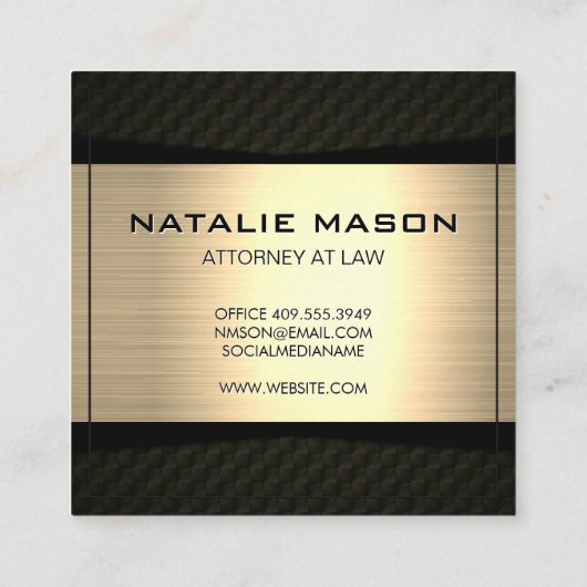 金属金ゴールドブラック | 弁護士法 | ジャスティススケール スクエア名刺 (裏面)