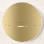 金属金ゴールドプリント背景モノグラーム コースター (正面)