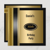 金属金ゴールドメンズ30thバースデーブロンズマン 招待状 (正面/裏面)