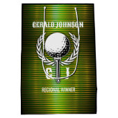 金属金ゴールドラインズゴルフモノグラムデザイン小Gif ミディアムペーパーバッグ (裏面)