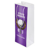 金属金ゴールドラインズゴルフモノグラムデザイン小Gif ワインギフトバッグ (裏面アングル)