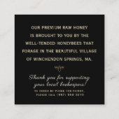 金属金ゴールドヴィンテージスキップハイブ養蜂家 スクエア名刺 (裏面)