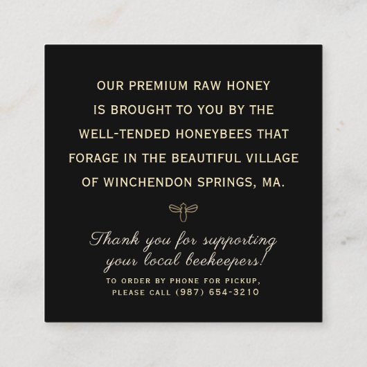 金属金ゴールドヴィンテージスキップハイブ養蜂家 スクエア名刺 (裏面)