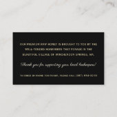 金属金ゴールドヴィンテージスキップハイブ養蜂家 名刺 (裏面)