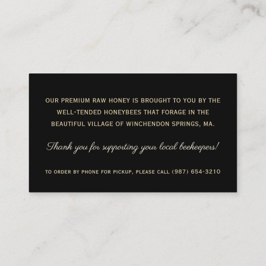 金属金ゴールドヴィンテージスキップハイブ養蜂家 名刺 (裏面)