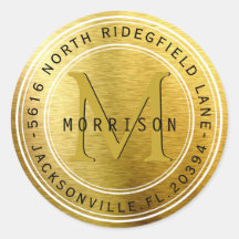 金属金ゴールド中のモノグラム住所 シール