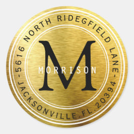 金属金ゴールド中のモノグラム住所 シール