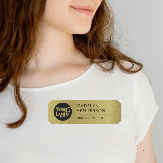 金属金ゴールド会社のロゴ従業員の磁気 名札