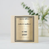 金属金ゴールド勾配黒タイポグラフィ結婚の 招待状 (スタンド正面)