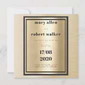 金属金ゴールド勾配黒タイポグラフィ結婚の 招待状 (正面)