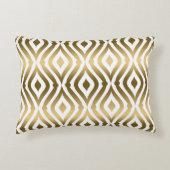 金属金ゴールド及び白色の幾何学模様 アクセントクッション (正面)