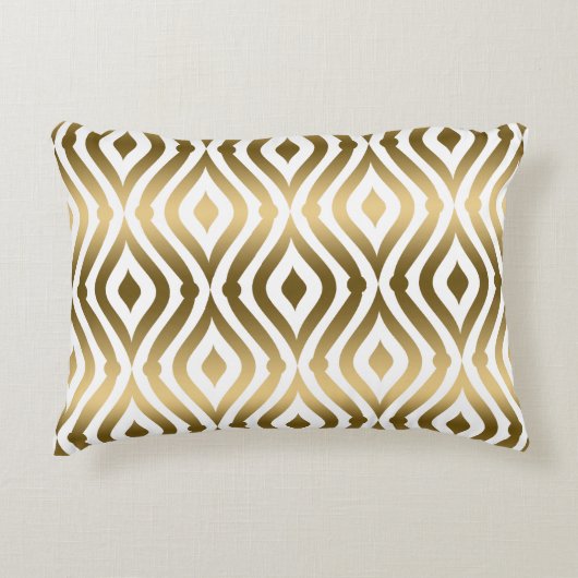 金属金ゴールド及び白色の幾何学模様 アクセントクッション (正面)