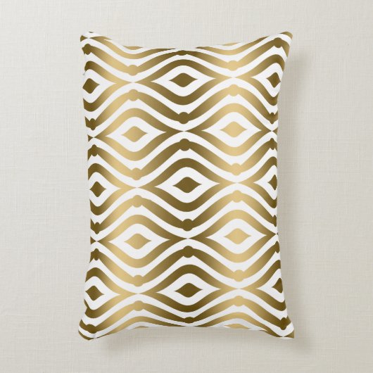 金属金ゴールド及び白色の幾何学模様 アクセントクッション (正面(垂直))
