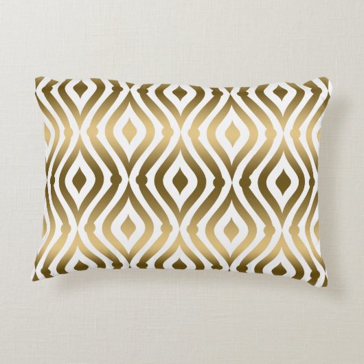 金属金ゴールド及び白色の幾何学模様 アクセントクッション (裏面)