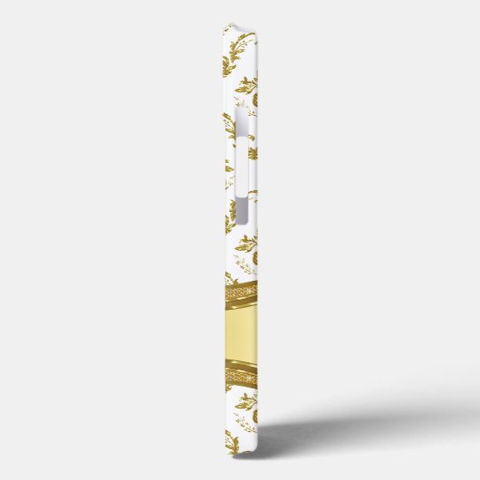 金属金ゴールド及び白色ヴィンテージフローラマスク Case-Mate iPhoneケース (裏面 / 左)
