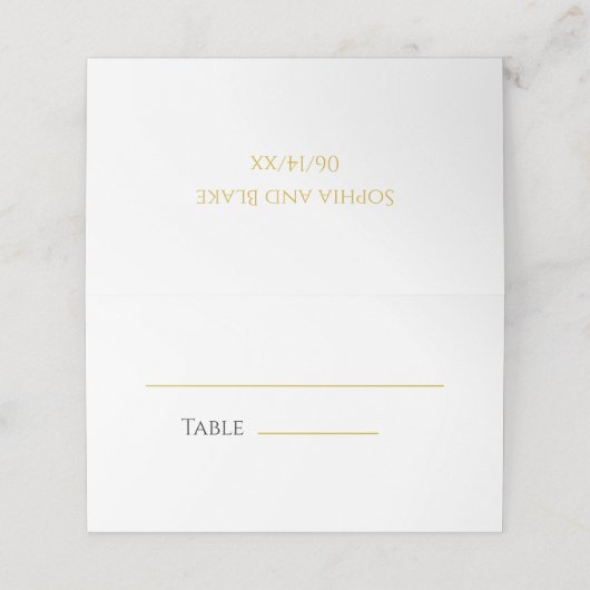 金属金ゴールド及び結婚白色の折り畳み座席表 プレイスカード (外部開封)