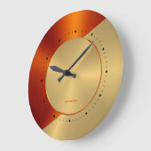 金属金ゴールド及び赤色幾何学デザイン時計 ラージ壁時計 (傾斜)