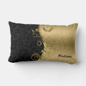 金属金ゴールド及び黒フローラダマスク ランバークッション (裏面)