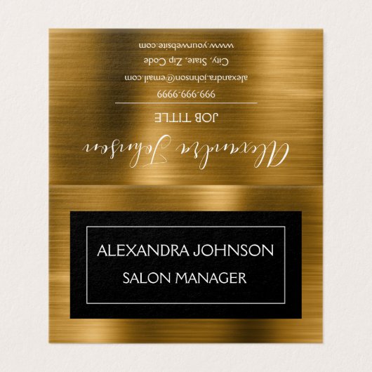 金属金ゴールド及び黒モダン箔エレガント 名刺 (外部フラット)