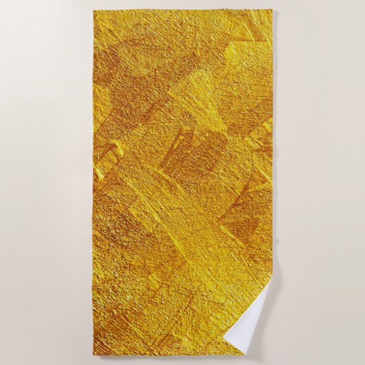 金属金ゴールド抽象芸術アート画像ビーチタオルzeart ビーチタオル (正面)