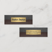 金属金ゴールド枠 |グレーレザー |茶色のテクスチャ スキニー名刺 (正面/裏面)