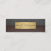 金属金ゴールド枠 |グレーレザー |茶色のテクスチャ スキニー名刺 (裏面)