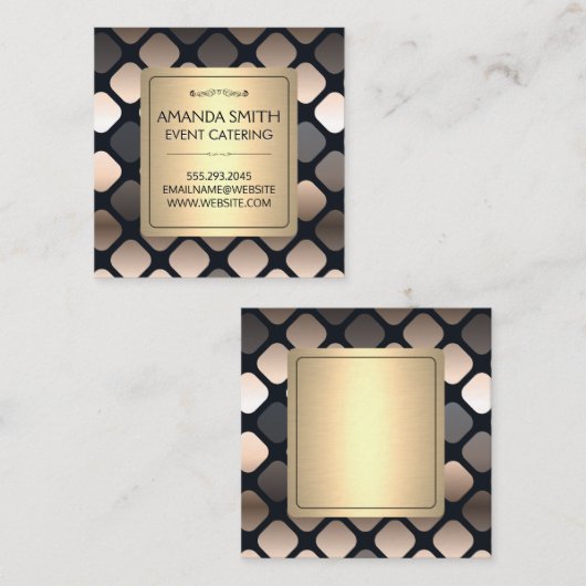 金属金ゴールド正方形パターン スクエア名刺 (正面/裏面)