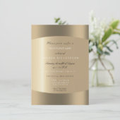 金属金ゴールド白黒ミニマルセピアドット 招待状 (スタンド正面)