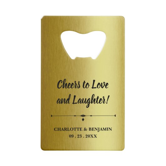 金属金ゴールド結婚式の引き出物 クレジットカード栓抜き (正面)