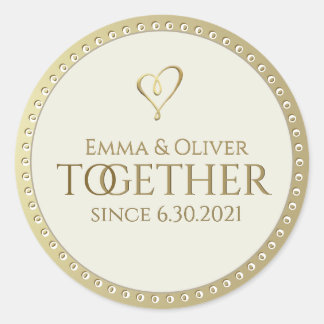 金属金ゴールド結婚TOGETHERのラベルとハート ラウンドシール