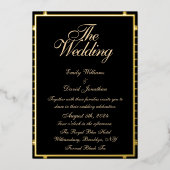 金属金ゴールド縁ど黒ゴシック 箔招待状 (正面)