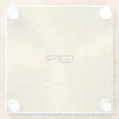 金属金ゴールド背景カスタムモノグラム ガラスコースター (裏面)