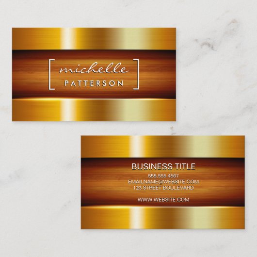 金属金ゴールド背景光沢メタル 名刺 (正面/裏面)