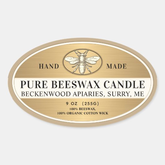 金属金ゴールド蜜蝋オーバルキャンドルヘラルビー 楕円形シール (正面)