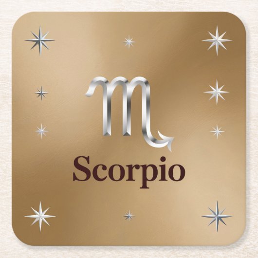 金属金ゴールド蠍座コースターセット スクエアペーパーコースター (正面)