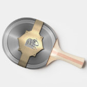 金属金ゴールド鋼トロムペロエイルモノグラム 卓球ラケット (横)