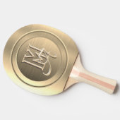 金属金ゴールド鋼彫刻モノグラム 卓球ラケット (横)