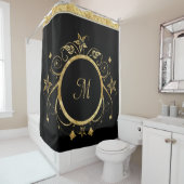 金属金ゴールド面の花の円色の背部 シャワーカーテン (インサイチュ)