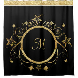 金属金ゴールド面の花の円色の背部 シャワーカーテン