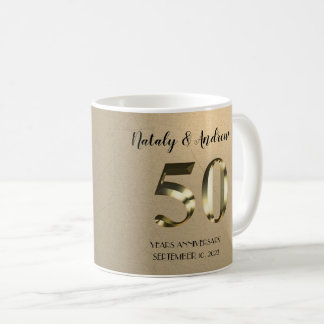 金属金ゴールド50結婚周年 コーヒーマグカップ