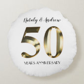 金属金ゴールド50結婚周年 ラウンドクッション (裏面)