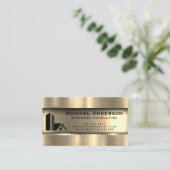 金属金ゴールド |エステート実在ロゴ 名刺 (スタンド正面)