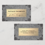 金属金ゴールド/ファブリックグレー華美/ 名刺 (正面/裏面)
