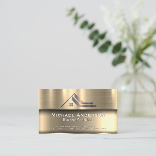 金属金ゴールド | メタルエステ実在ートロゴ 名刺 (スタンド正面)