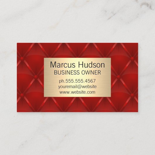 金属金ゴールド | モノグラム | 赤い布張りの 名刺 (裏面)